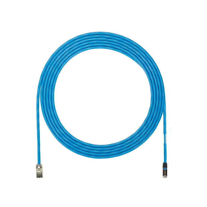 Kategori 6A FTP, katı, yükseltici, TX6 ™ PLUS Korumalı Modüler Tak, Mavi, 100 ft Mini-Com® TX6 ™ PLUS Korumalı Jack Modult ile mavi kablo.