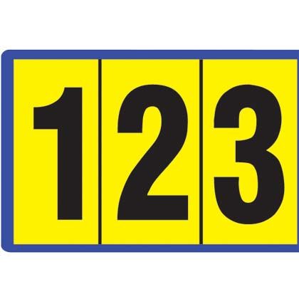 Siyah / san Vinil bez numarası, 1.00'' (25,4 mm), gösterge yüksekliği, 1.50'' (38.1) yüksekliği, '4' (gösterge), vinil kumaş, 10 markörler / kart, 25 kart / paketi.