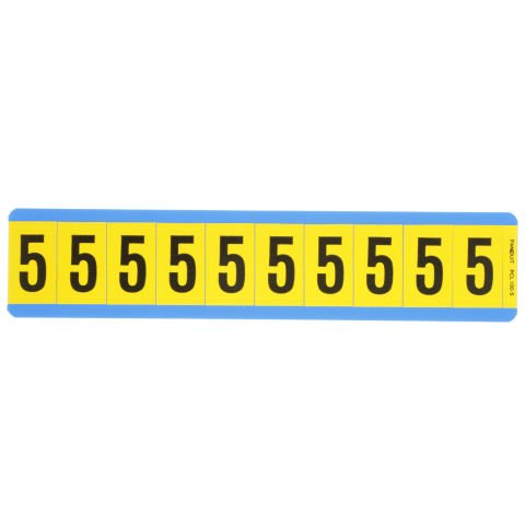 Siyah / san Vinil bez numarası, 1.00'' (25,4 mm), gösterge yüksekliği, 1.50'' (38.1) yüksekliği, '5' (gösterge), vinil kumaş, 10 markörler / kart, 25 kart / paketi.
