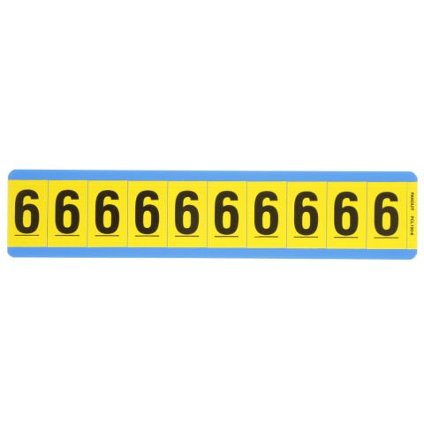 Siyah / san Vinil bez numarası, 1.00'' (25,4 mm), gösterge yüksekliği, 1.50'' (38.1) yüksekliği, '6' (gösterge), vinil kumaş, 10 markörler / kart, 25 kart / paketi.