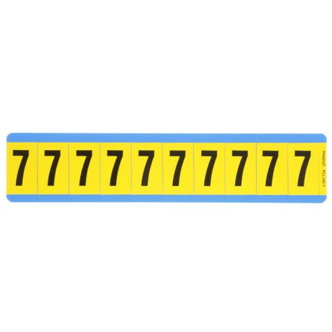 Siyah / san Vinil bez numarası, 1.00'' (25,4 mm), gösterge yüksekliği, 1.50'' (38.1) yüksekliği, '7' (gösterge), vinil kumaş, 10 markörler / kart, 25 kart / paketi.