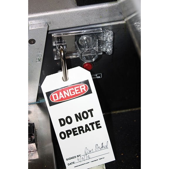 Lokavt Tagout, Geçiş anahtarı kapağı, Temizle.