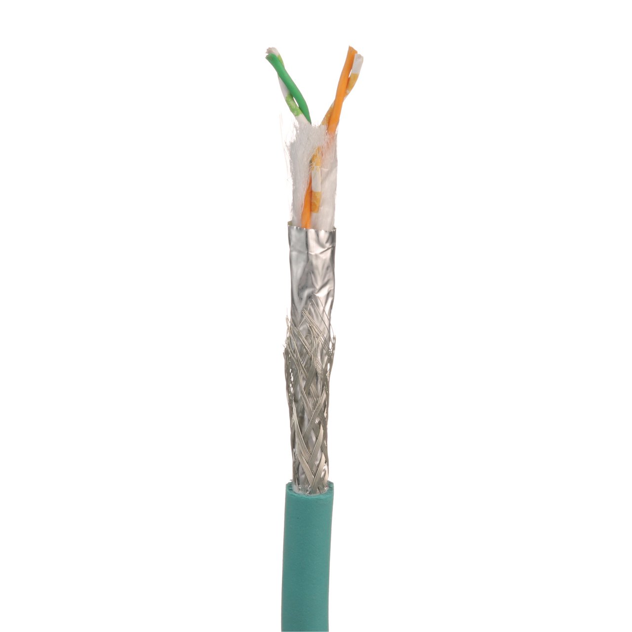 Bakır Kablo, Endüstriyel, Cat5e, 2-pair, 24/7 AWG karaya, SF / UTP, PUR, Teal, 500m makara