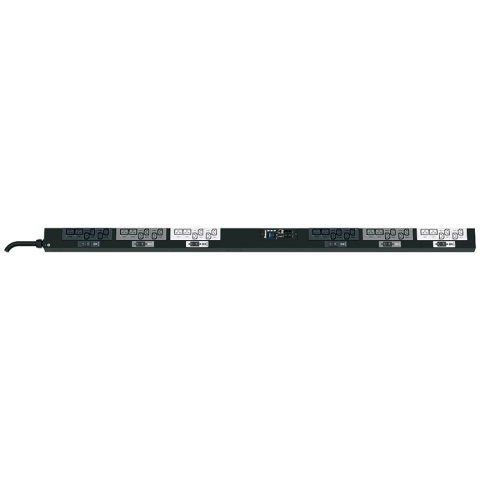 SmartZone ™ G5 PDU Raf (MS Serisi) 32 A 3-faz, 415V, (24), C13 ve (12) C19 kapları, IEC 60.309 3P + K + E 6h 32A fiş ve önlemler 68,898 ''U x 2.047'' W Anahtarlı İzlenen x 2.1'' D (1750.1mm x 50.8mm x 53.3mm) Renk:. Siyah
