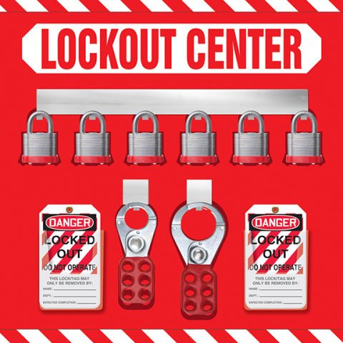 Lokavt Tagout, 6, Asma Kilit Gölge Kurulu Seti, 14'' x 14'' .