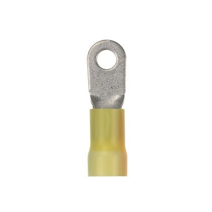 Halka terminal, büyük tel, 4 AWG, # 10 saplama boyutu, vinil, standart bir paket yalıtılmıştır.