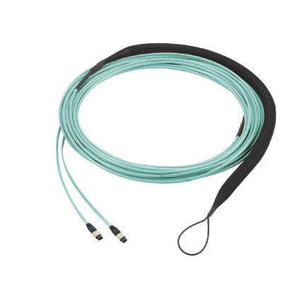 OM3 72 fiber iç gövde kablo düzeneği olup, düşük duman sıfır halojen (LSZH) dişi MPO, Yöntem A, Std MPO dişi puan. İL., Uç A üzerine bir çekme gözle