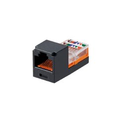 Kategori 5e, RJ45, kılavuz-şasi, 8-konumu, 8 telli evrensel modül, Siyah.