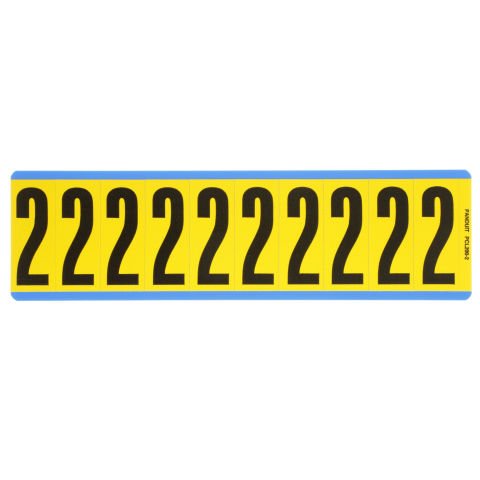 Siyah / san Vinil bez numarası, 2.00'' (50.8mm) gösterge yüksekliği, 2.25'' (57.2) yüksekliği, '2' (gösterge), vinil kumaş, 10 markörler / kart, 25 kart / paketi.