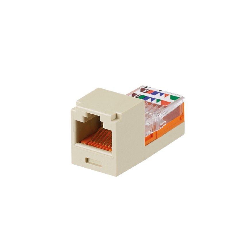 Mini Com® Kategori 5e, RJ45, kılavuz-şasi, 8-konumu, 8 telli evrensel modül, Elektrik Fildişi.