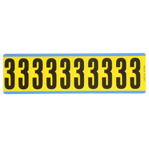 Siyah / san Vinil bez numarası, 2.00'' (50.8mm) gösterge yüksekliği, 2.25'' (57.2) yüksekliği, '3' (gösterge), vinil kumaş, 10 markörler / kart, 25 kart / paketi.
