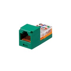 Kategori 5e, RJ45, kılavuz-şasi, 8-konumu, 8 telli evrensel modül, Yeşil.