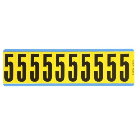 Siyah / san Vinil bez numarası, 2.00'' (50.8mm) gösterge yüksekliği, 2.25'' (57.2) boy, 5 '' (gösterge), vinil kumaş, 10 markörler / kart, 25 kart / paketi.