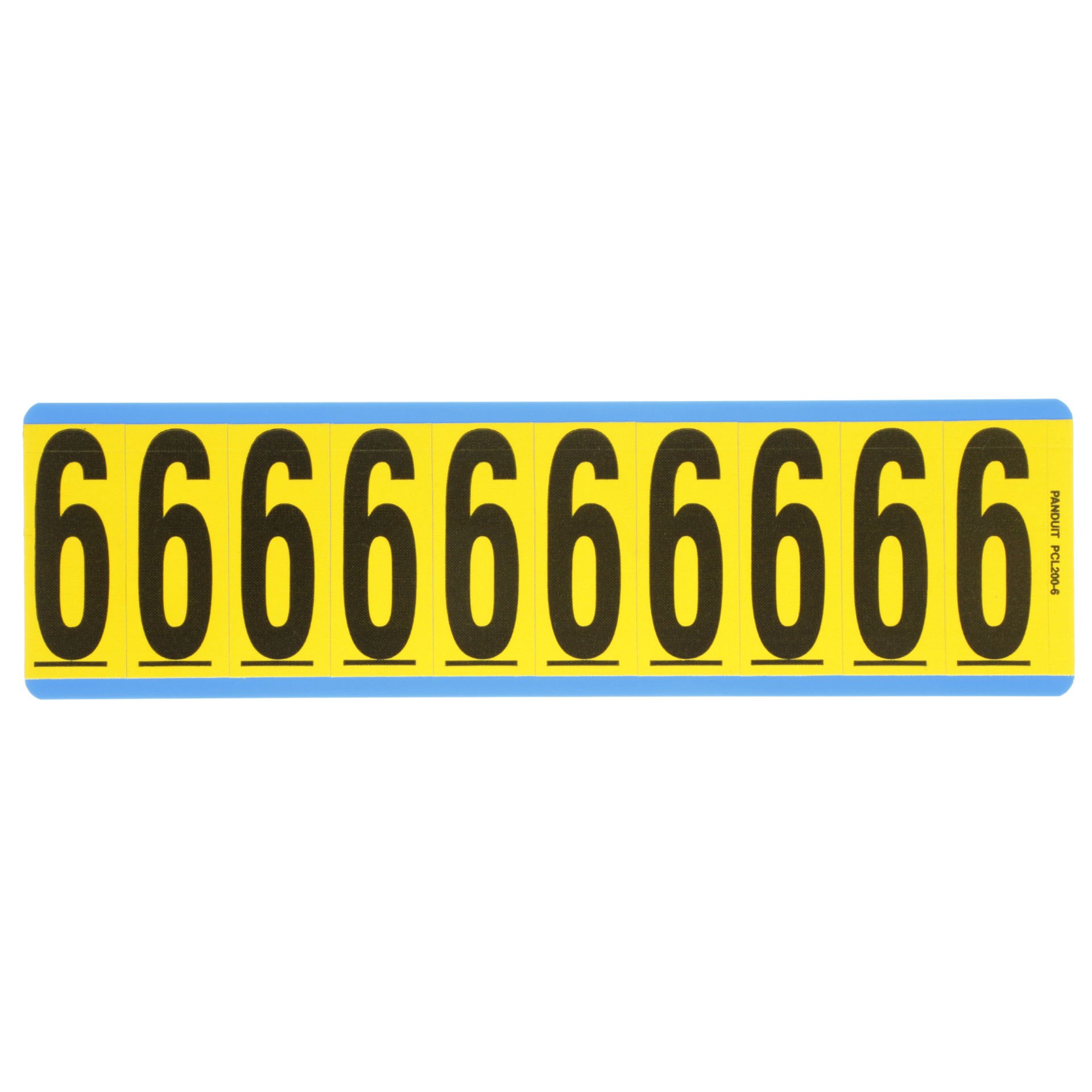 Siyah / san Vinil bez numarası, 2.00'' (50.8mm) gösterge yüksekliği, 2.25'' (57.2) yüksekliği, '6' (gösterge), vinil kumaş, 10 markörler / kart, 25 kart / paketi.