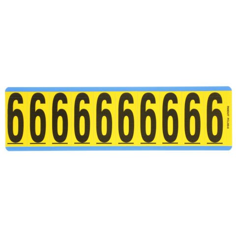 Siyah / san Vinil bez numarası, 2.00'' (50.8mm) gösterge yüksekliği, 2.25'' (57.2) yüksekliği, '6' (gösterge), vinil kumaş, 10 markörler / kart, 25 kart / paketi.
