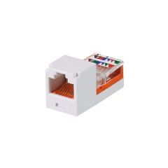 Kategori 5e, RJ45, kılavuz-şasi, 8-konumu, 8 telli evrensel modül, Beyaz.