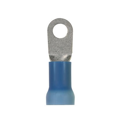Halka terminal, büyük tel 6 AWG, 1/4'' saplama boyutu, vinil genişletilmiş yalıtımı, standart paket.