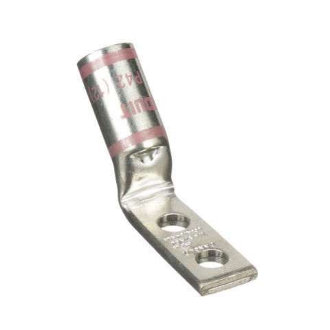 Bakır Sıkıştırma lg, 2 Delik, 750 kcmil Dar, Dil, 3/8'' saplama, 1.00'' delik aralığı 45 ° açı Dil