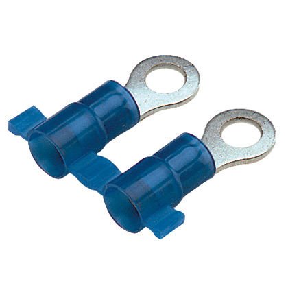 14 AWG, 4. saplama boyutu - Halka terminal, naylon, metal kol 16 yalıtılmıştır.