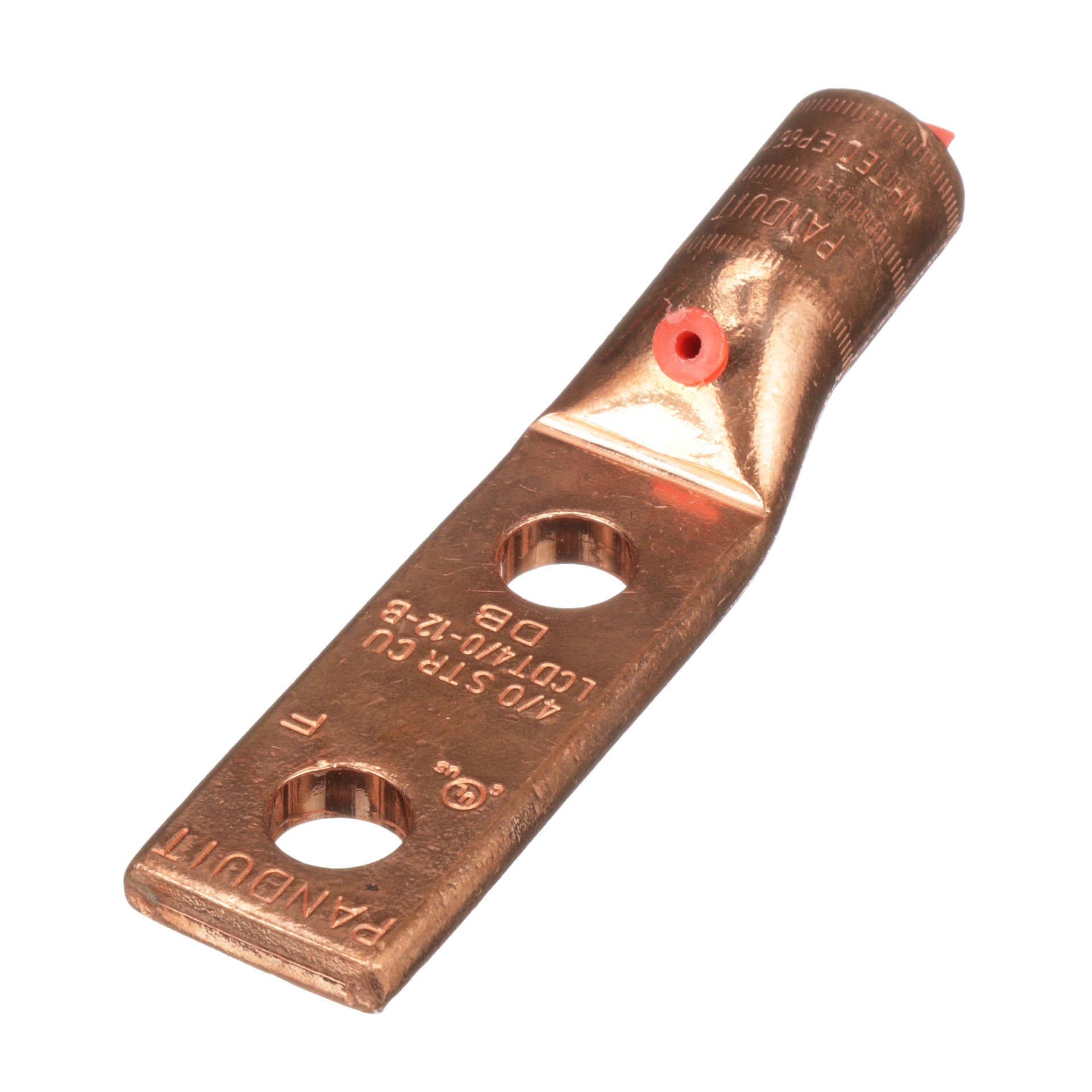 Bakır Lug Doğrudan Defin Ağır Hizmet, # 2/0 Str CU İletken, 2 Delik, 1/2'' (12.7mm) Stud