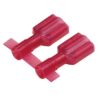 titreşime dayanıklı dişi bağlantı kesme pirinç ve kalay kaplama mesafesindedir. Bu kırmızı, naylon mahfaza içinde yalıtımlı varil. Bu 0.110 x 0.032'' bir sekme boyutuna sahiptir (2.8 x 0.8 mm) ve destekler 22-18 AWG (0.5-1.0 mm²) bir tel aralığı. Bu 0.71'