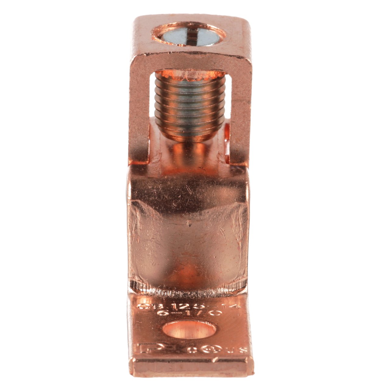 1/0 AWG, 1/4 (6.4mm) saplama deliği - bir delikli, bakır, tek kovan, 6. dil kulağı yüzen ofset.