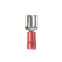 titreşime dayanıklı dişi bağlantı kesme pirinç ve kalay kaplama mesafesindedir. Bu kırmızı, naylon mahfaza içinde yalıtımlı varil. Bu 0.110 x 0.020'' bir sekme boyutuna sahiptir (2.8 x 0.5 mm) ve destekler 22-18 AWG (0.5-1.0 mm²) bir tel aralığı. Bu 0.69'