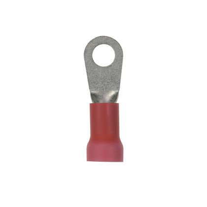 Halka terminal, büyük tel, 8 AWG, 1/4'' saplama boyutu, vinil genişletilmiş izolasyon, yığın paketi.