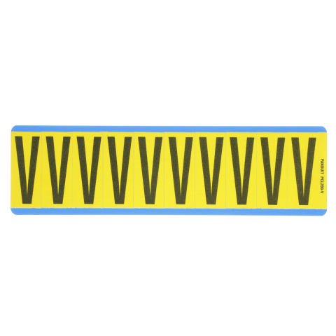 Siyah / san Vinil bez mektup, 2.00'' (50.8mm) gösterge yüksekliği, 2.25'' (57.2) yüksekliği, 'V' (gösterge), vinil kumaş, 10 markörler / kart, 25 kart / paketi.