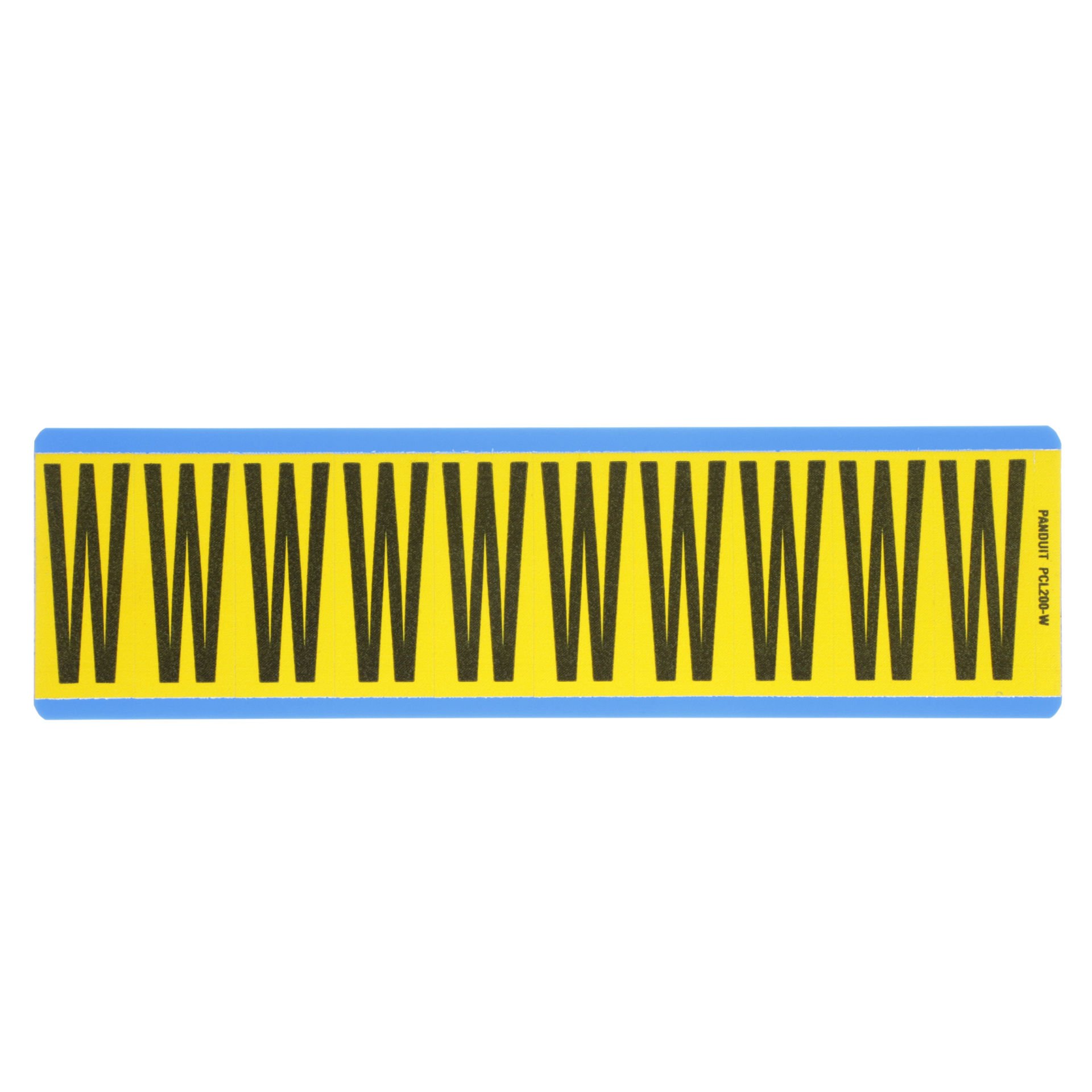 Vinil bez mektup, 2.00'' (50.8mm) gösterge yüksekliği, 2.25'' (57.2) yüksekliği, 'W' siyah / san (gösterge), vinil kumaş, 10 markörler / kart, 25 kart / paketi.