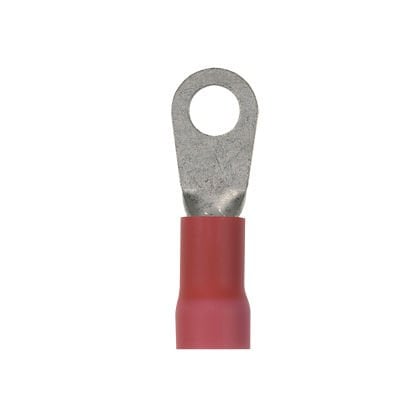Halka terminal, büyük tel, 8 AWG, 5/16'' saplama boyutu, vinil izolasyonlu, standart paket.