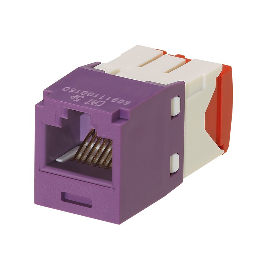 Kategori 5e, RJ45, 8-konumu, 8 telli evrensel jak modülü. Menekşe.