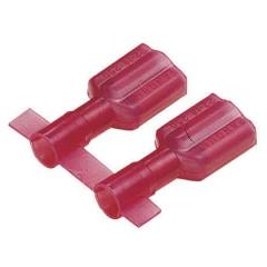 titreşime dayanıklı dişi bağlantı kesme pirinç ve kalay kaplama mesafesindedir. Tamamen kırmızı, naylon standart kap konut izole edilmiştir. Bu 0.250 x 0.032'' (6.3 x 0.8 mm) ve destekler 22-18 AWG (0.5-1.0 mm²) bir tel aralığı bir sekme boyutuna sahiptir