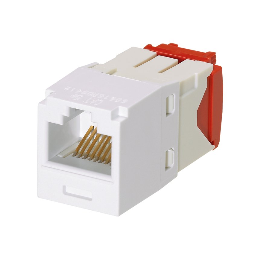 Kategori 5e, RJ45, 8-konumu, 8 telli evrensel jak modülü. Beyaz.