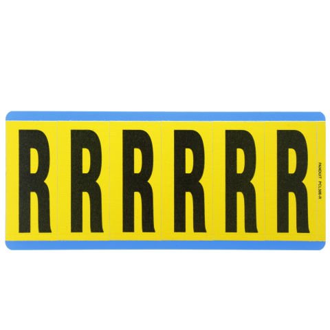 Siyah / san Vinil bez mektup, 3.00'' (76.2 mm), gösterge yüksekliği, 3.50'' (88.9) yüksekliği ile, 'R' (gösterge), vinil kumaş, 6 markörler / kart, 25 kart / paketi.