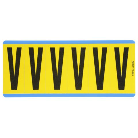 Siyah / san Vinil bez mektup, 3.00'' (76.2 mm), gösterge yüksekliği, 3.50'' (88.9) yüksekliği, 'V' (gösterge), vinil kumaş, 6 markörler / kart, 25 kart / paketi.