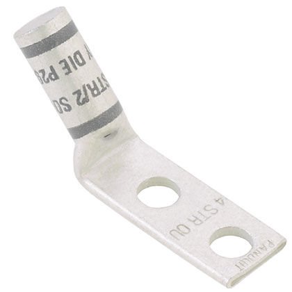 İki delikli, esnek yük sepeti, 2/0 AWG kablo, 1/4 saplama deliği, .75 delik açıklığı, 45 ° 'lik açılı bir dil.