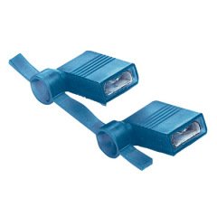 titreşime dayanıklı, dik açılı tarzı dişi bağlantı kesme pirinç ve kalay kaplama mesafesindedir. Tamamen mavi naylon içinde izole edilmiştir. Bu 0.187 0.205 0.020'' (4.8 / 5.2 x 0,5 mm) ve destekler 16-14 AWG (1.5-2.5 mm²) bir tel aralığı. Bu ise x / bir 