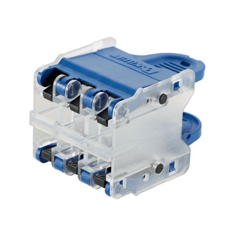 QuickNet Tak Paketi Mavi, altı Panduit RJ45 modüler fişleri kabul eder.