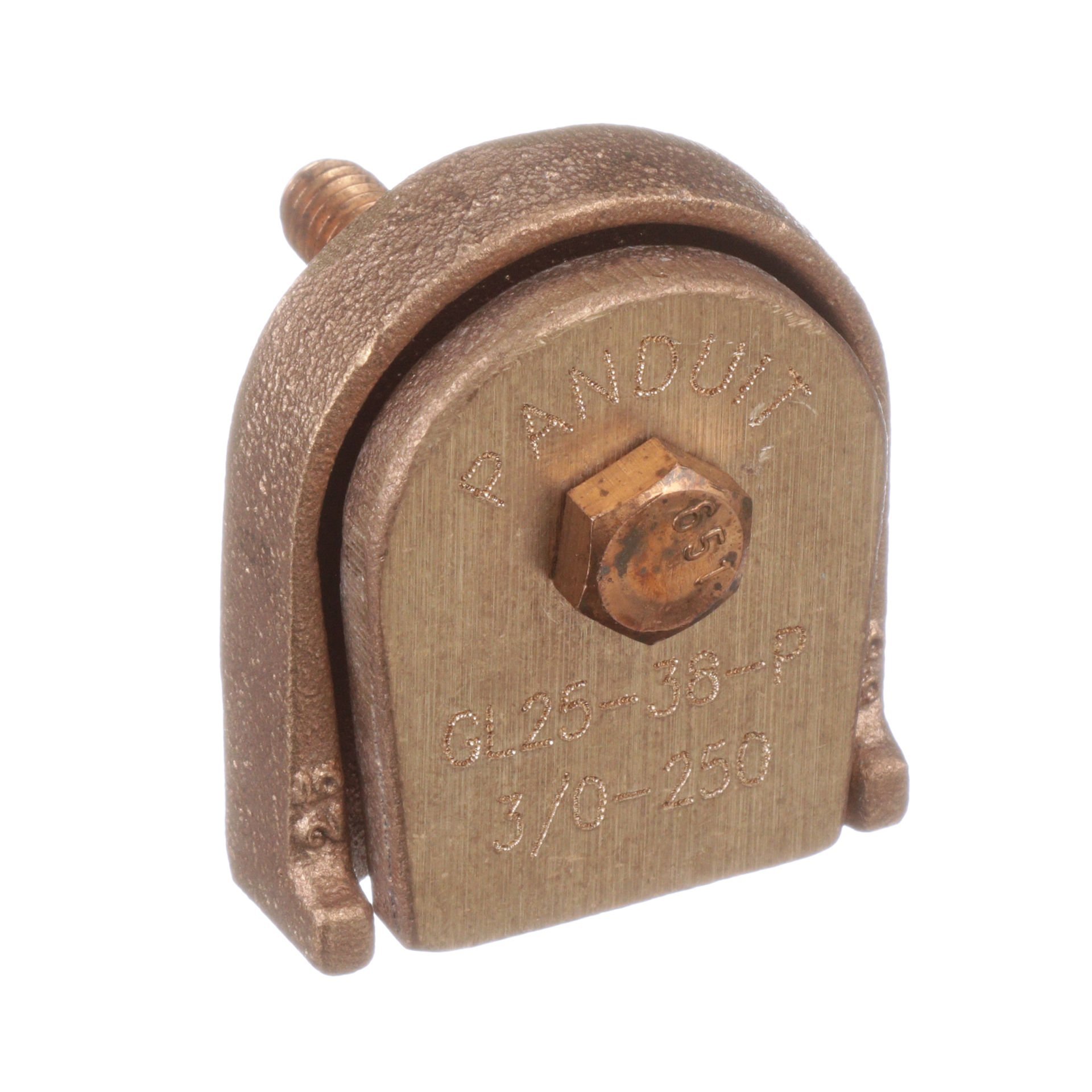 3 AWG (Str.) - 2/0 AWG (. Str), bronz Zemin Kelepçe Bağlayıcı, 3/8'' Cıvata, 2 parça halinde olan kelepçe ve 1 Cıvata
