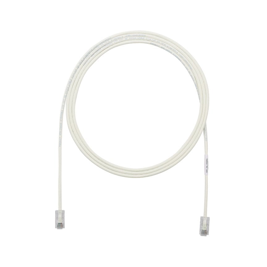 Kategori 5e performansı, her iki ucunda, Pan-Tak ™ Modüler Fiş ile 28 AWG UTP ara kablosu. Beyaz kapalı. 4 metre.