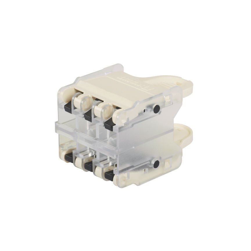 QuickNet Tak Paketi Beyaz, altı Panduit RJ45 modüler fişleri kabul eder.