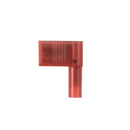 titreşime dayanıklı, dik açılı tarzı dişi bağlantı kesme pirinç ve kalay kaplama mesafesindedir. Kırmızı naylon izole edilmiştir. Bu 0.205 / 0.187 x 0.020 (5.2 / 4.7 x 0.5 mm) bir sekme boyutuna sahiptir ve 22-18 AWG (0.5-1.0 mm²) bir tel desteklemektedir