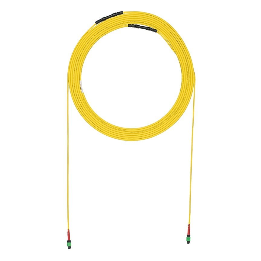 24 Elyaf OS2 HD Flex Kapalı Küçük Çap Gövde, heyetinden, Göz, 25 Feet, Sarı Çekme 24F MPO Erkek, Metot A, Std IL, Hayır olarak 24F MPO Erkek.