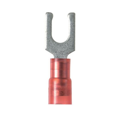 Kilitleme Çatal Terminali, naylon izoleli, 22-18 AWG, 6. damızlık boyutu, standart paket.