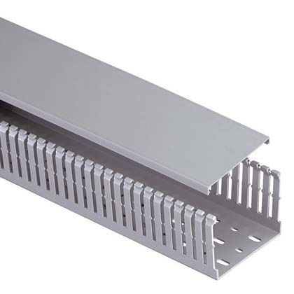 Panduct® MC tipi metrik dar yarık kablo kanalı, 50 mm G x 100 mm Y x 2M uzunluk, PVC, uluslararası gri.
