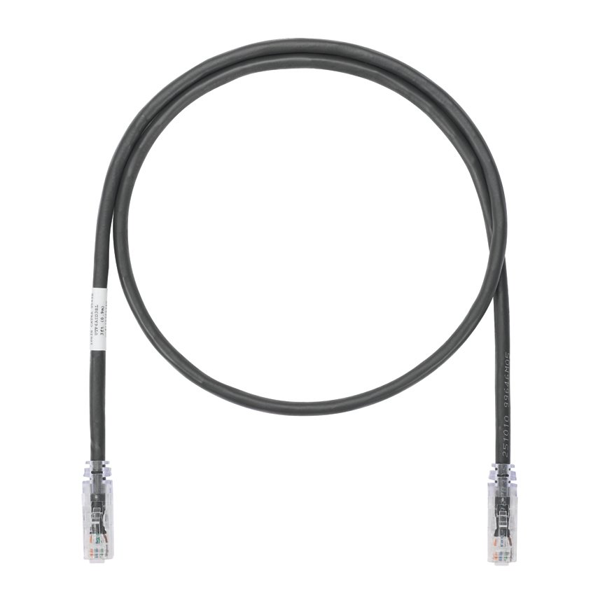 Kategori 6A (SD), her iki ucunda TX6A ™ 10Gig ™ Modüler Fişler, Black, 10 ft ile 10 Gb / s UTP ara kablosu.