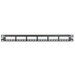 Kısa Com tüm metal siyah patch panel korumalı modüler 24 bağlantı, (1 RU).