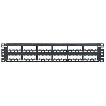 Kısa Com tüm metal siyah patch panel korumalı modüler 48 bağlantı, (2 RU).