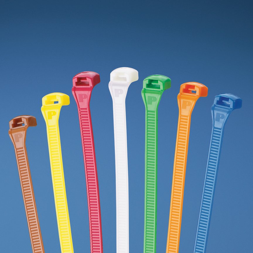 Panduit hatları Ty® Kablo Bağları yüksek titreşimli ortamlarda tutarlı mukavemeti sağlamak için tasarlanmıştır. Artı, düşük profilli bir baş ve paralel giriş tasarımı ile, ucu kolay girer ve kalır rahat ve pürüz içermeyen. Ve Alev Geciktirici Naylon 6.6 B